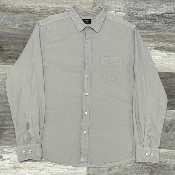 Untuckit Caprone Gray Mens Large Slim Fit Long Sleeve Button Up‎ Corduroy Shirt - Picture 1 of 11